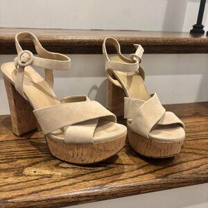 Veronica Beard tan cork Vero cucio heels size 11
